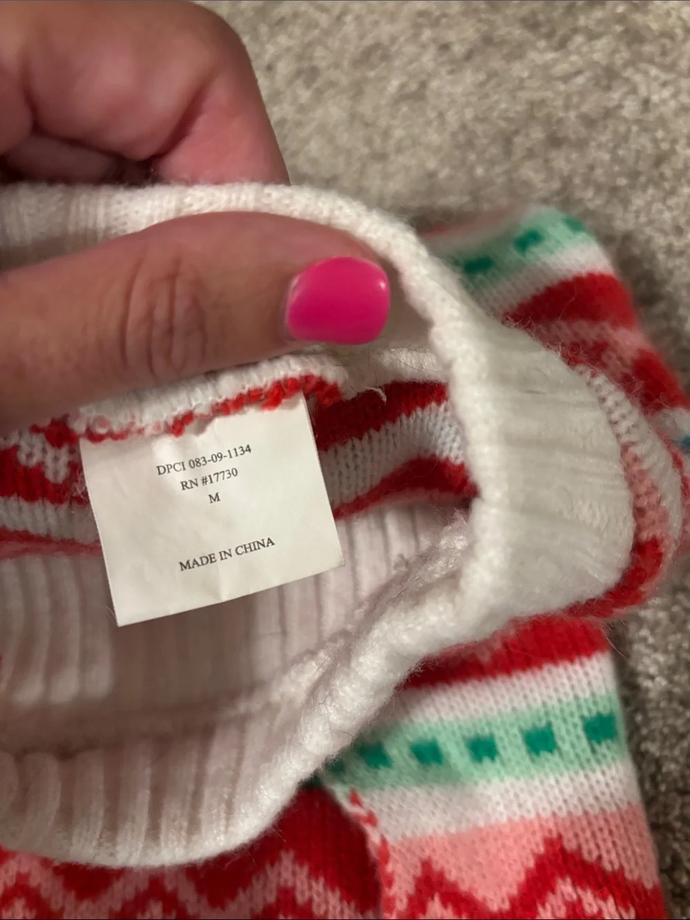 Striped Fair Isle Knit Sweater Vest in Red, Teal & Green